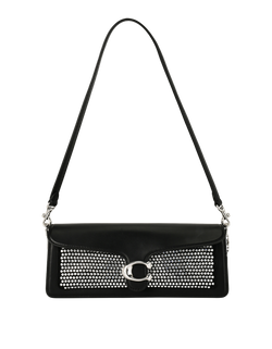 Crystal Studded Shoulder Bag, Leather, Black, CW591, S/DB, 3*